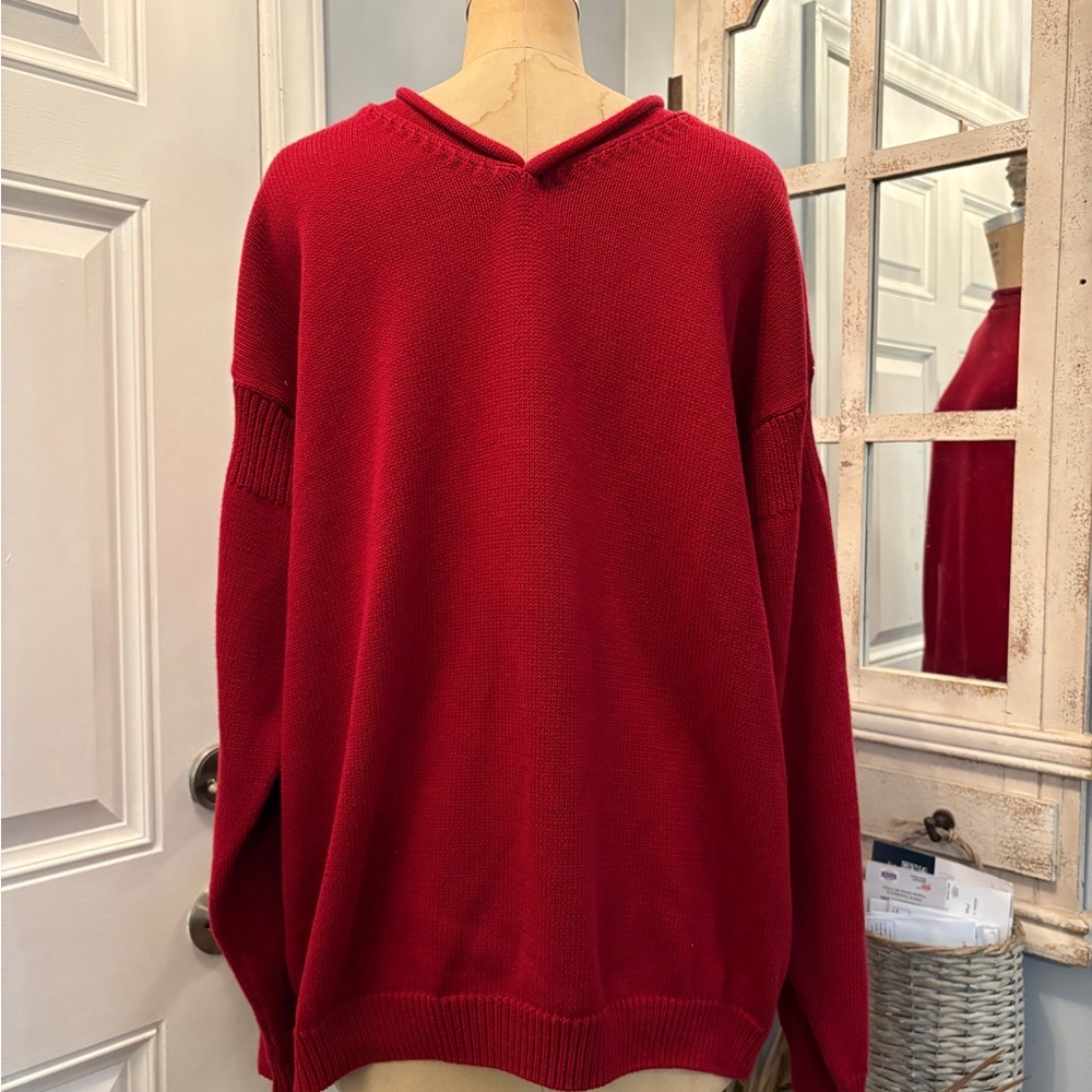 Mendocino Bold‎ Red V-Neck Men's Sweater Preppy Chunky Size XXL